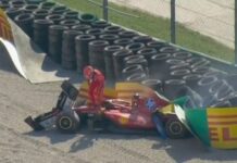 Fuerte choque de Charles Leclerc provocó lágrimas en Ferrari y bandera roja