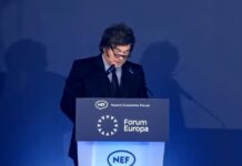 Milei atacó a Pedro Sánchez en Madrid y llamó a echar a los socialistas “a patadas”